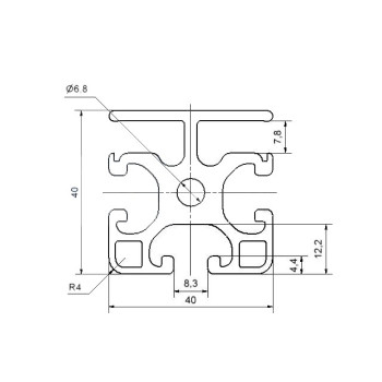 Aluprofil - 40x40 180°