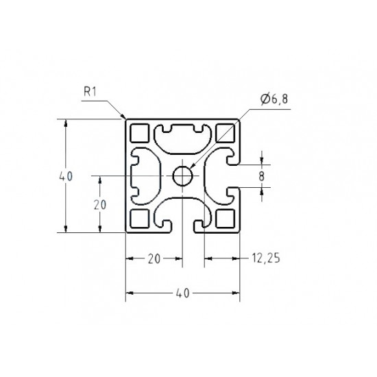 Aluprofil - 40x40 - Két oldalon zárt - 90 - X típus - utolsó méterek