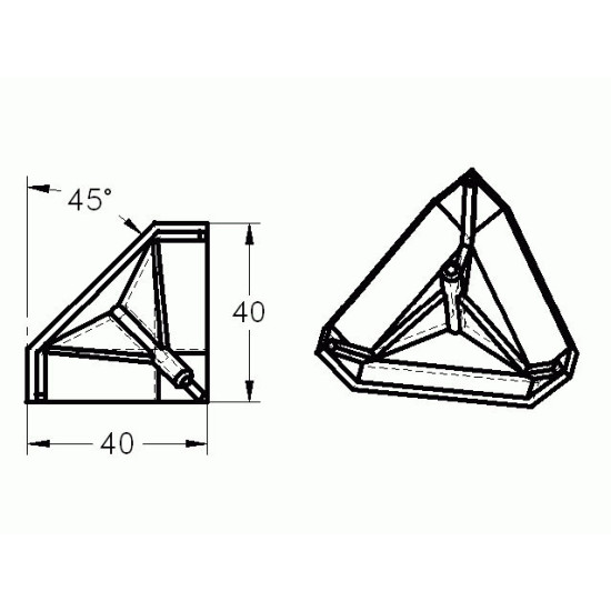 Sarokösszekötő Zárókapuk - 3D - 40x40 - 45