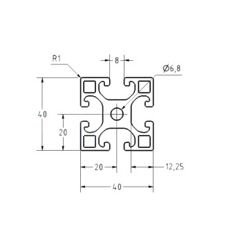 Aluprofil - 40x40 - X típus - utolsó méterek