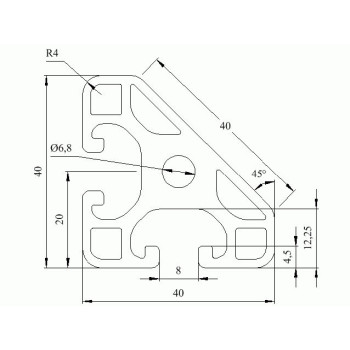 Aluprofil - 40x40 Könnyű - 45