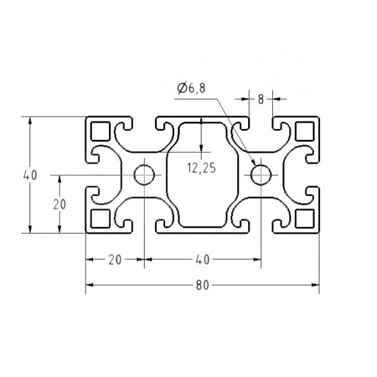 Aluprofil - 80x40 - X típus