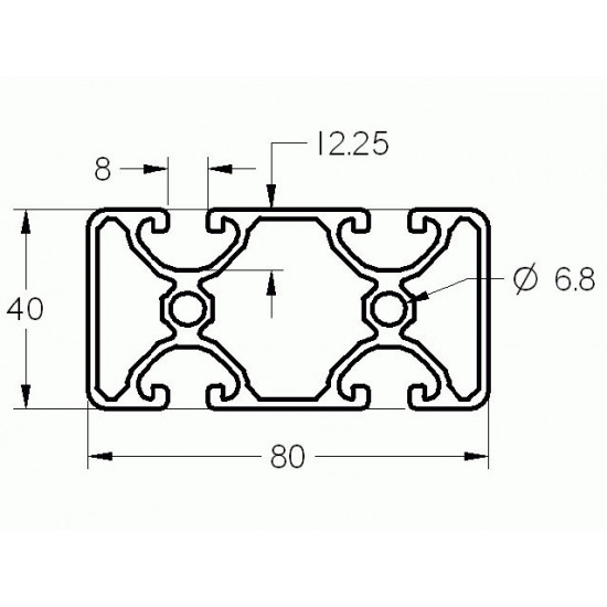 Aluprofil - 80x40 ECO - Két oldalon zárt - 180 (40)