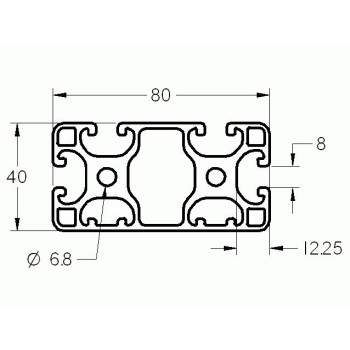 Aluprofil - 80x40 Könnyű - Egy oldalon zárt  (80)