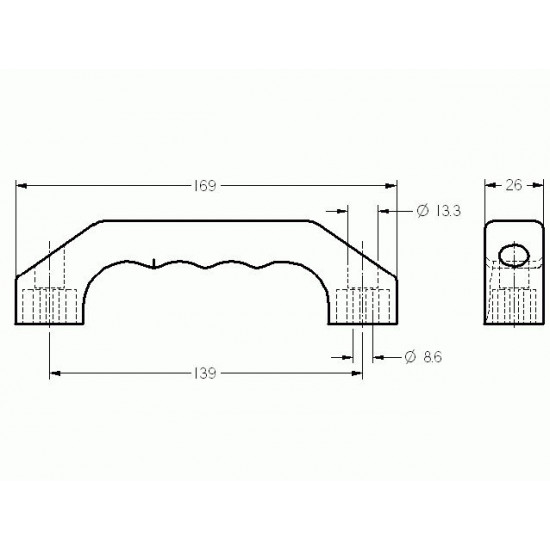 Fogantyú - Pa - b=150 - Fekete