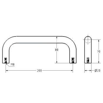 Fogantyú - Alu - b=200 - Fekete