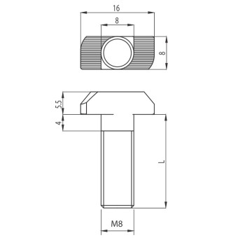 Kalapácsfejű csavar - M8x30 - Rozsdamentes