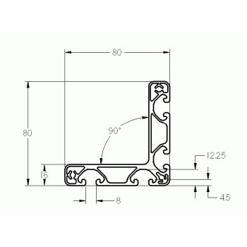 Aluprofil - Sarokprofil - 80x80 ECO