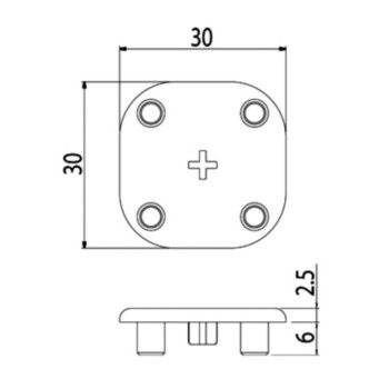 Zárókupak 30x30 - Fekete