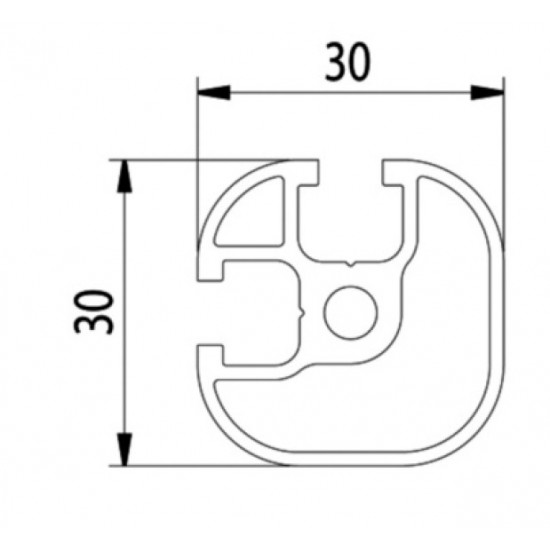 Aluprofil - 30x30 - Két oldalon zárt - 90°