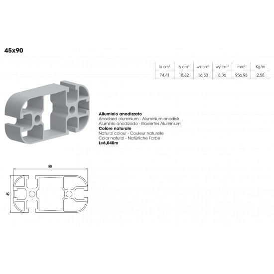 Aluprofil - 90x45