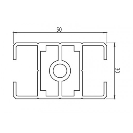 Aluprofil - 50x30 Két oldalon zárt