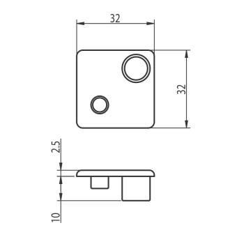 Zárókupak - 32x32-2N90 - Szürke