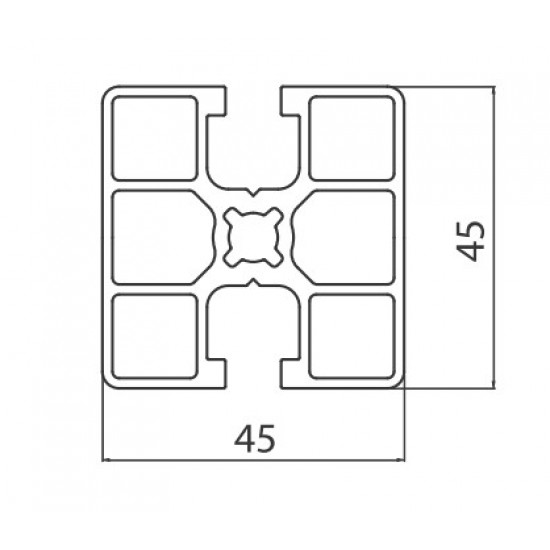 Aluprofil - 45x45 Két oldalon zárt - 180°