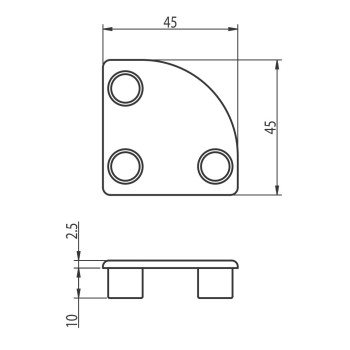 Zárókupak - 45x45-R90 - Szürke