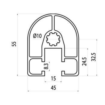 Aluprofil - 55x45 - R180