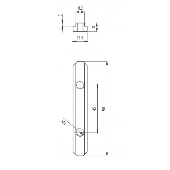 Összekötő elem - M8 - L=90mm V2