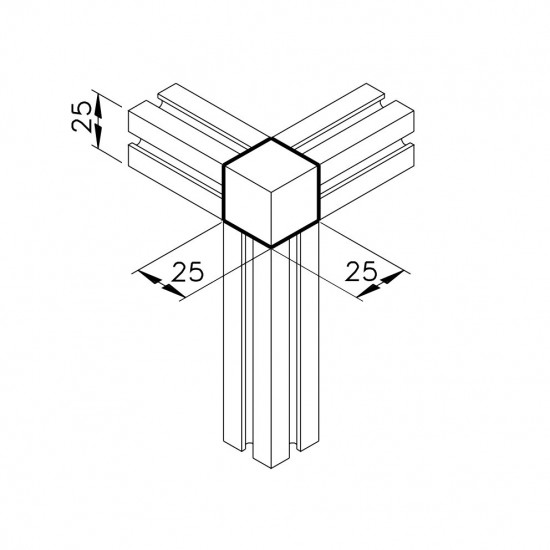 Kockaösszekötő - 25x25 - 3D