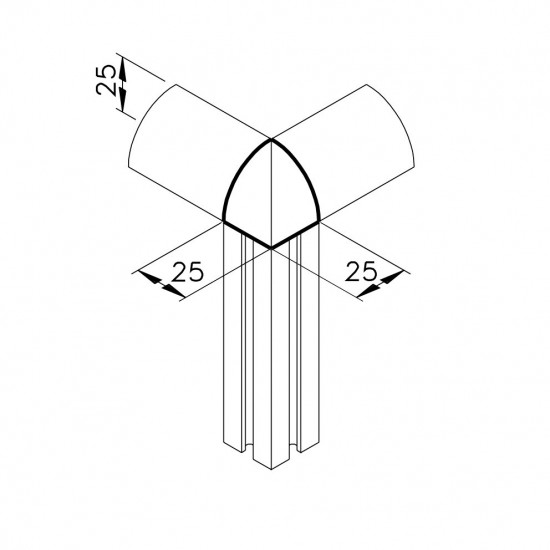 Kockaösszekötő - 25x25 - 3D