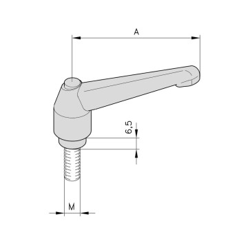 Szorító fogantyú M6x15 külső menet - PA