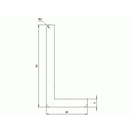 Aluprofil - M - L - 80x40x8