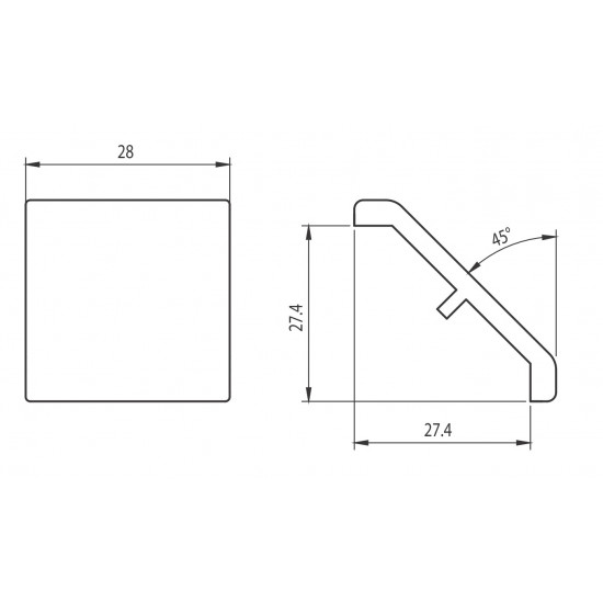Zárókupak sarokelemhez - 28x27 - Fekete