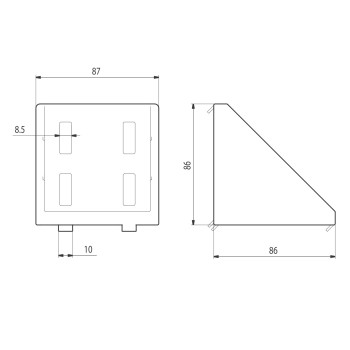 Sarokelem - 86x86 - Alu változat