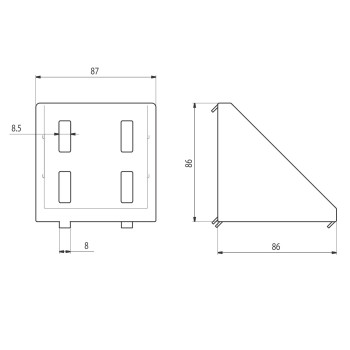 Sarokelem - 86x86 - Alu változat - H8