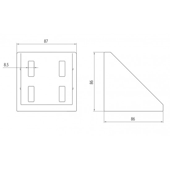 Sarokelem - 86x86 - Alu változat