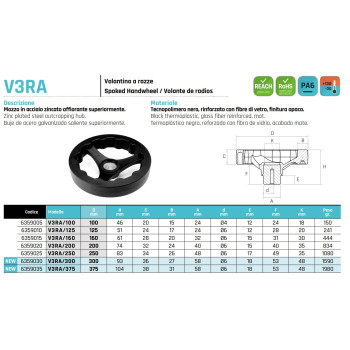 V3RA/375 Három küllős kézikerék - D375