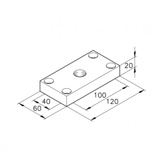 Végzáró lap -  60x120x20 - 60.02 (mk 2060.02) - M16