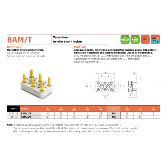 Villanymotor terminál blokk - M4 -BAM/4/T