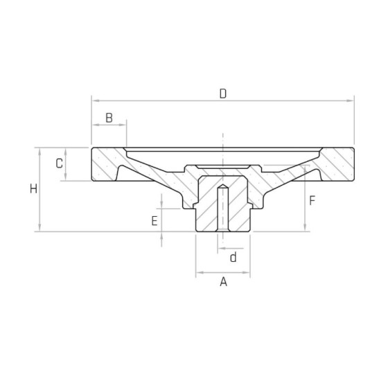 VPR D200 teli kézikerék, d6mm furattal, Duroplast, markolat nélkül.