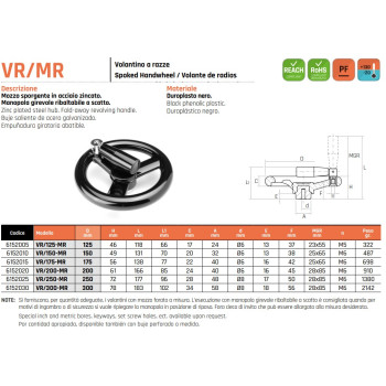 VR/125 MR Három küllős kézikerék - D125