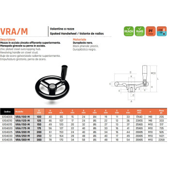 VRA/125 M Három küllős kézikerék - D125