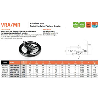 VRA/200 MR Három küllős kézikerék - D200