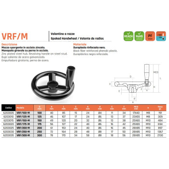 VRF/125 M Három küllős kézikerék - D125