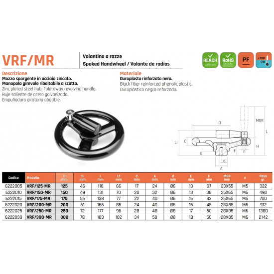 VRF/125 MR Három küllős kézikerék - D125